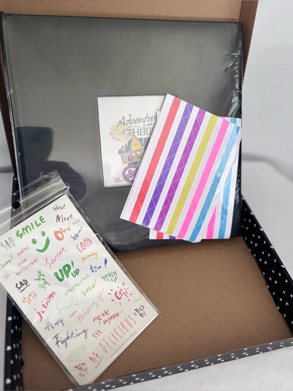 Scrapbook Photo Album DIY Black Leather Album and Stickers